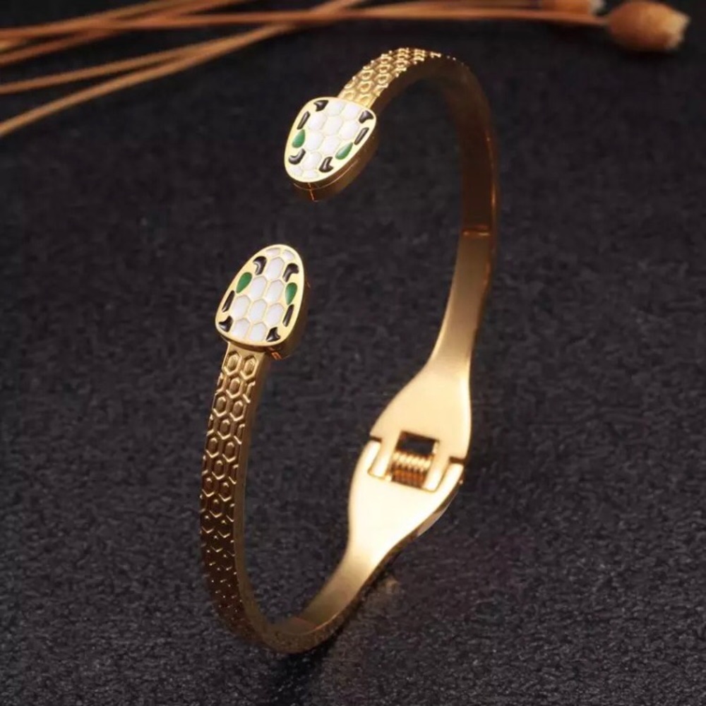 Bangle - Stainless Steel Mesh Snake Open Cuff